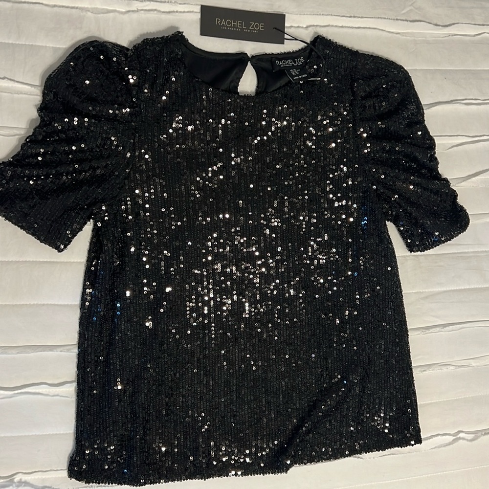 Rachel Zoe Black Sequin Blouse